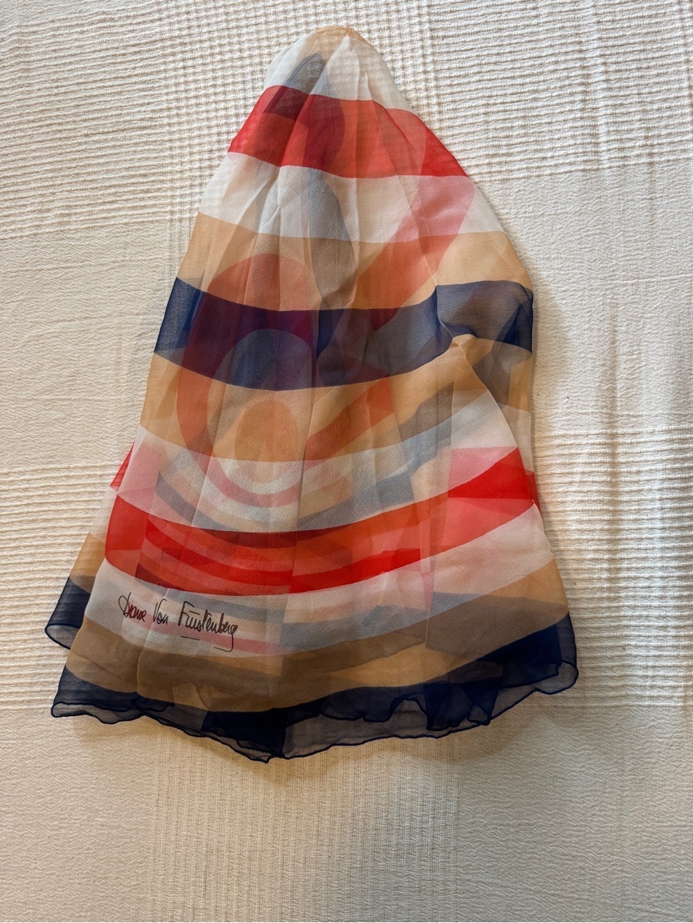 Diane Von Furstenberg Vintage Silk Multi-Stripe Round Scarf